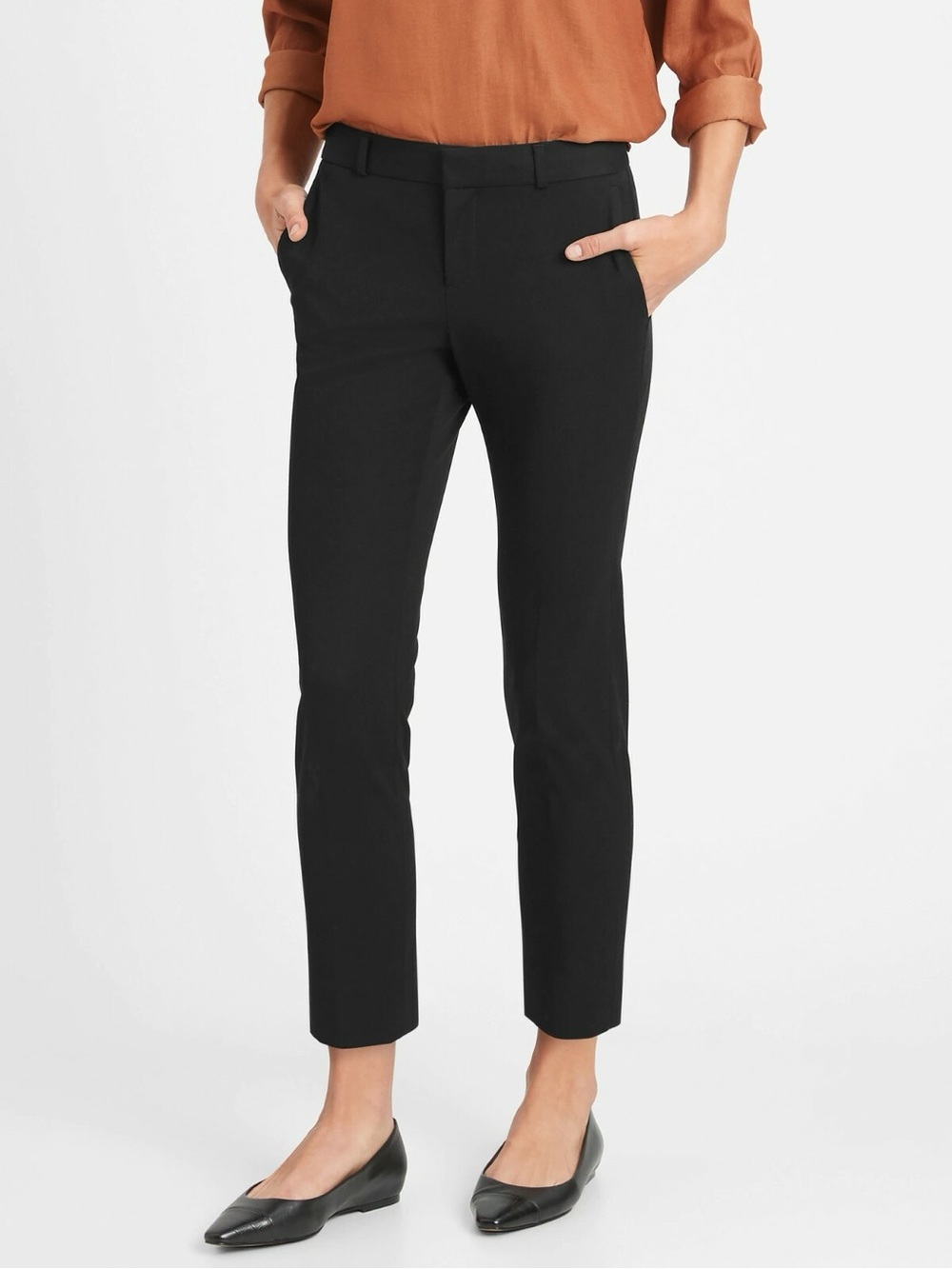 Banana Republic Black Wool Mid Rise cropped suit pants 0P